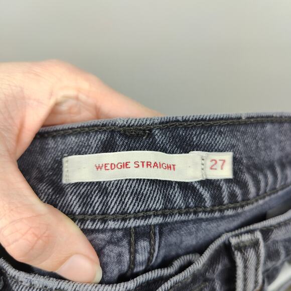 Levis Wedgie Straight Jeans Womens 27 That Girl Charcoal Straight Leg Stretch - Picture 6 of 10